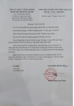 Danh sách người thực hành khám bệnh, chữa bệnh tại Bệnh viện Đa khoa Hà Thành